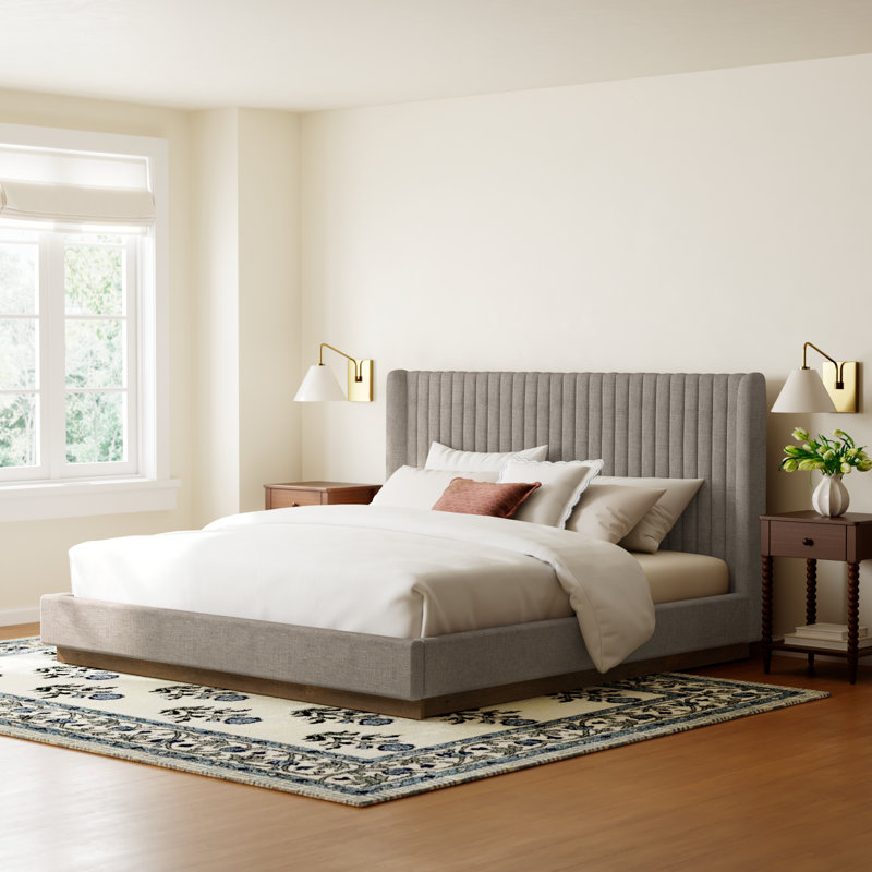 Lydia Upholstered Wingback Bed, King, Savile Flannel