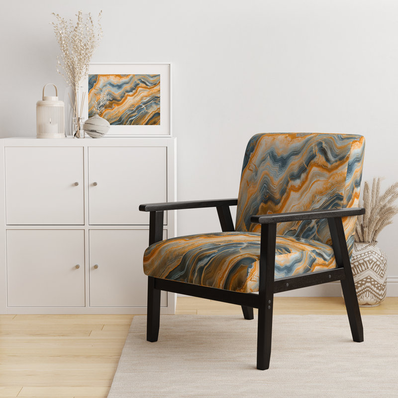 Fauteuil rembourré Mid-Century, Mélange de polyester orange / brun