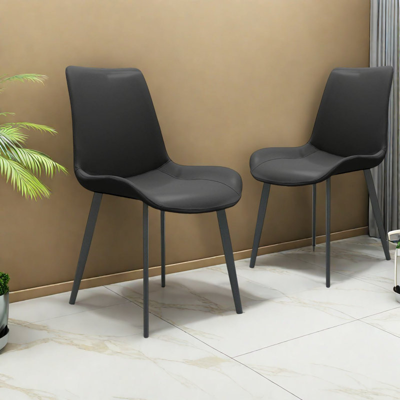Chaises de salle à manger modernes en cuir PU noir, pieds en métal pour la cuisine et la salle à manger