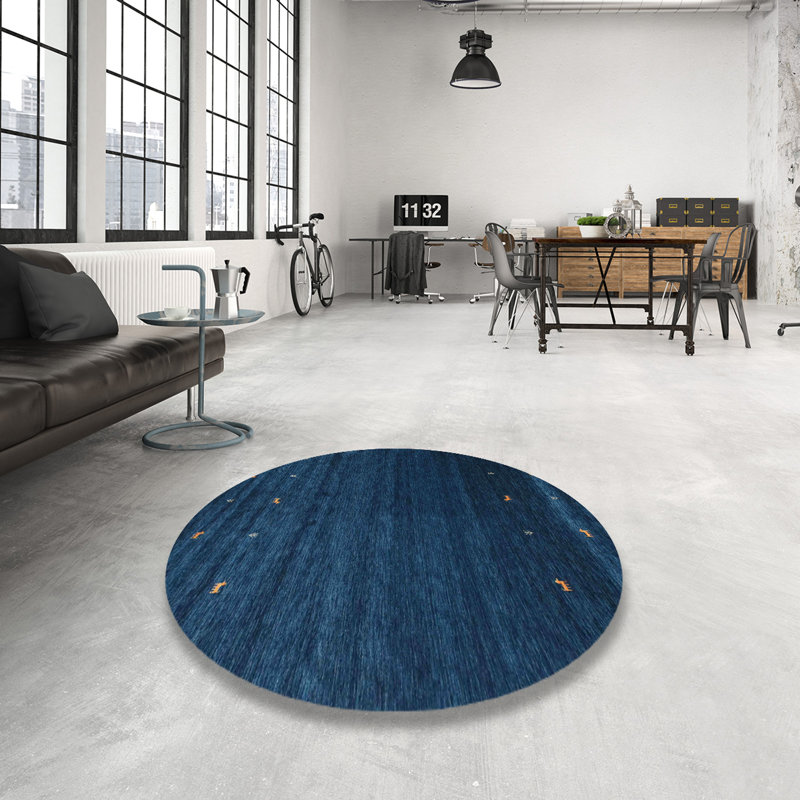 Tapis contemporain bleu foncé, Rond 3 pi