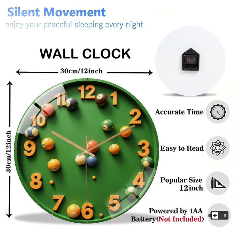 Horloge murale en verre 12 po
