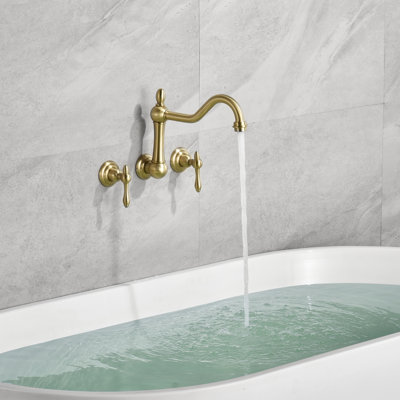 Robinet de baignoire romaine à deux poignées à fixation murale