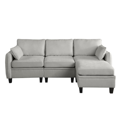 85 Inch Chenille Modular Sectional Sofa,  L-Shaped Cloud Couch With Storage Ottoman