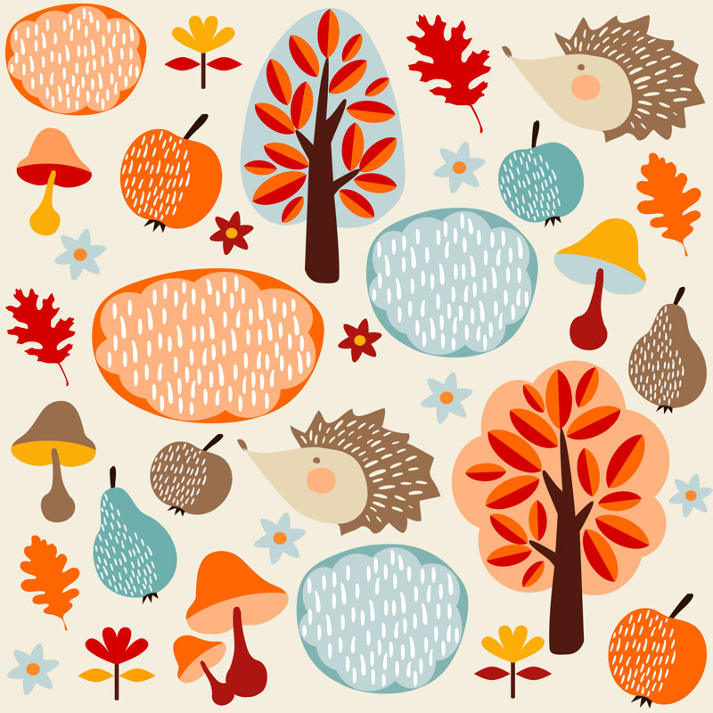 Autumn Fall Pattern - Wrapped Canvas Print, 51cm H x 51cm W