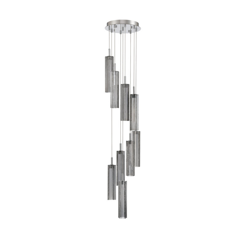 Marguerite 36" Integrated LED Multi-Light Pendant, H 136,75 po x l 12 po x P 12 po, Smoke Grey, Polished Chrome