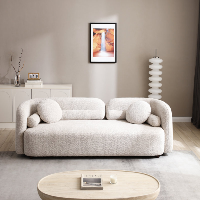 Canapé de luxe moderne pour le salon, canapé rembourré en molleton beige pour bureau à domicile, 3 places, beige clair
