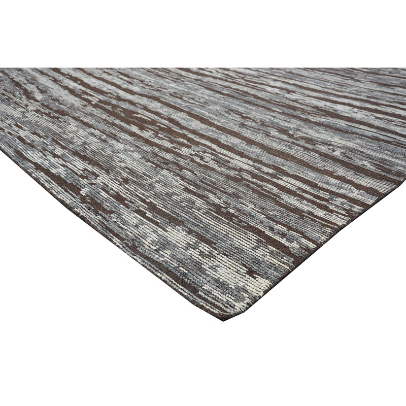 Wool Abstract Area Rug in Black/Dark Gray, Rectangle 8' x 10'