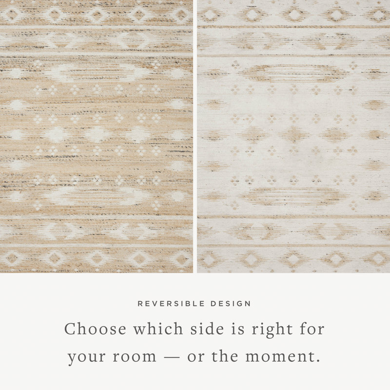 Natural Ivory Wool Cotton Flatweave Reversible Area Rug 3'-6" x 5'-6"