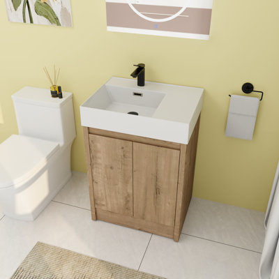 23.66'' Single Bathroom Vanity with Resin Top