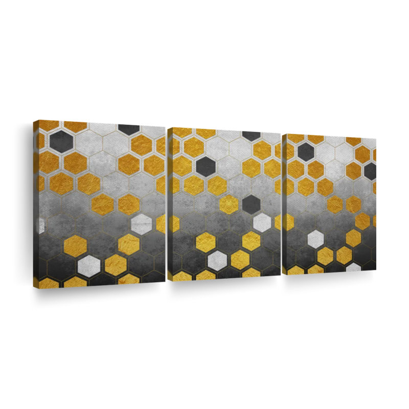 Abstract Geometric Hexagons Multi Piece Canvas Print, 45" H x 92" W x 1.25" D