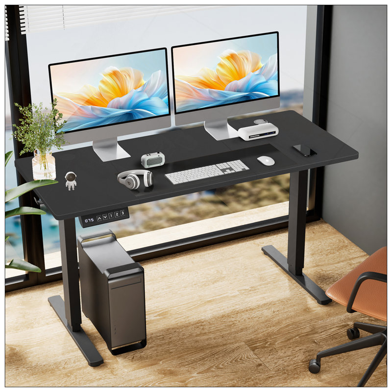 Bureau électrique polyvalent pour le bureau à domicile avec des fonctionnalités avancées, Noir / noir