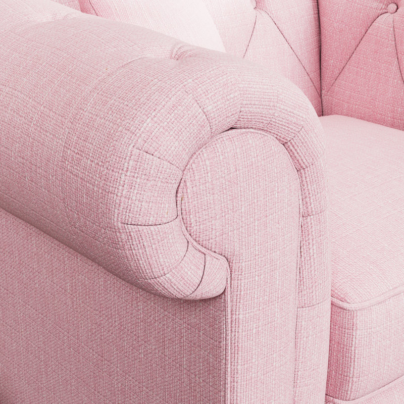 Ellrich Upholstered Armchair, Pink, Walnut