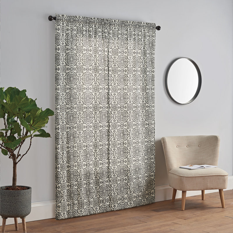 Aleigh Sheer Curtain Pair, Charcoal, 28"W x 84"L