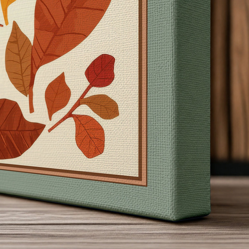 Scattered Autumn Leaves Botanical - Wrapped Canvas, 24x16 - 61.0 x 40.6 cm, Sage Border