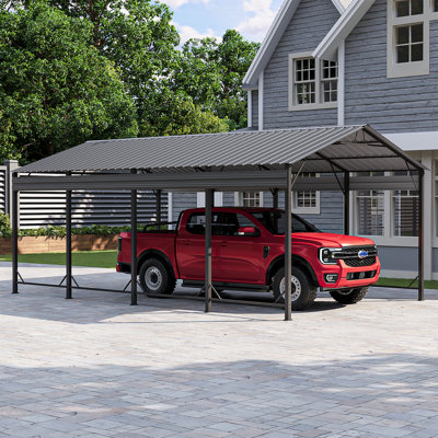  12 Ft. W X 20 Ft. D Heavy Duty Carport With Galvanized Steel Roof
