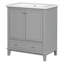 Meuble-lavabo 30 po avec lavabo, armoire de salle de bain multifonctionnelle avec portes et tiroir, structure solide et panneau de fibres à densité moyenne, gris-128990582