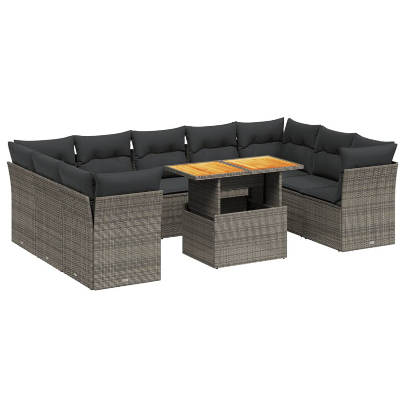 Vidaxl Garden Sofa Set, Gray Cushion/Gray Frame