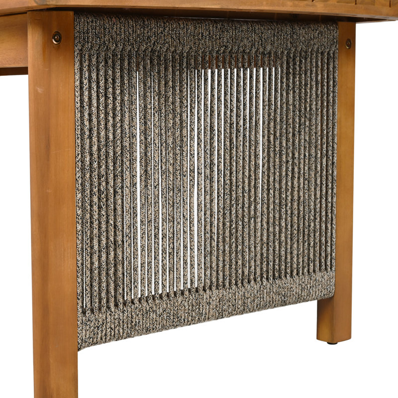 Ensemble de conversation d'extérieur en bois d'acacia 5 pièces avec corde et coussins Raniel