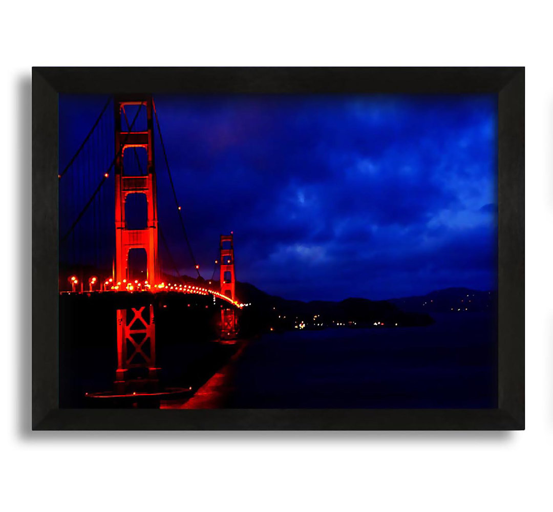 Gerahmtes Leinwandbild Golden Gate Bridge Red Lights