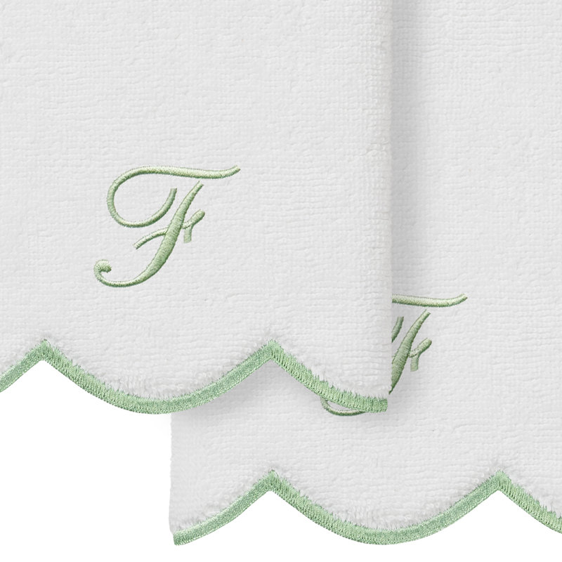 Ensemble de serviettes Linum Home Textiles 100% coton turc ADORNIA, F, Blanc/vert, Ensemble de 2 serviettes à doigts