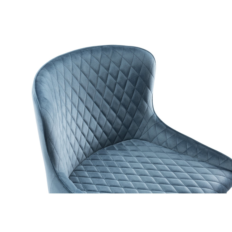 Mireille Upholstered Bar Stool Set of 2, Black, Petrol Blue