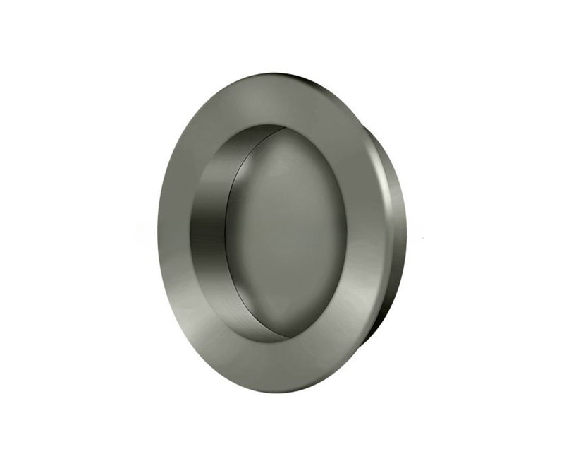 Flush Pull , Round, HD, 2-3/8", Solid Brass in Antique Nickel, 2 3/8", Antique Nickel