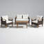 Mobilier de jardin 4 pièces, ensemble de sièges de patio, canapé d'extérieur en rotin PE, table et pieds en bois GO, brun et beige-1985831192