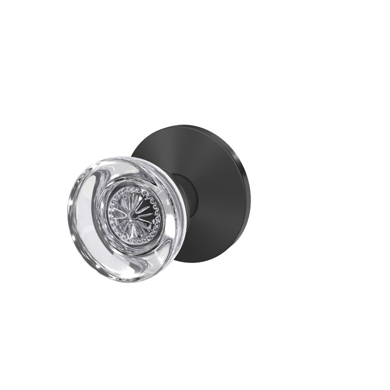 Hobson Non-Turning Glass Knob with Kinsler Trim, Matte Black