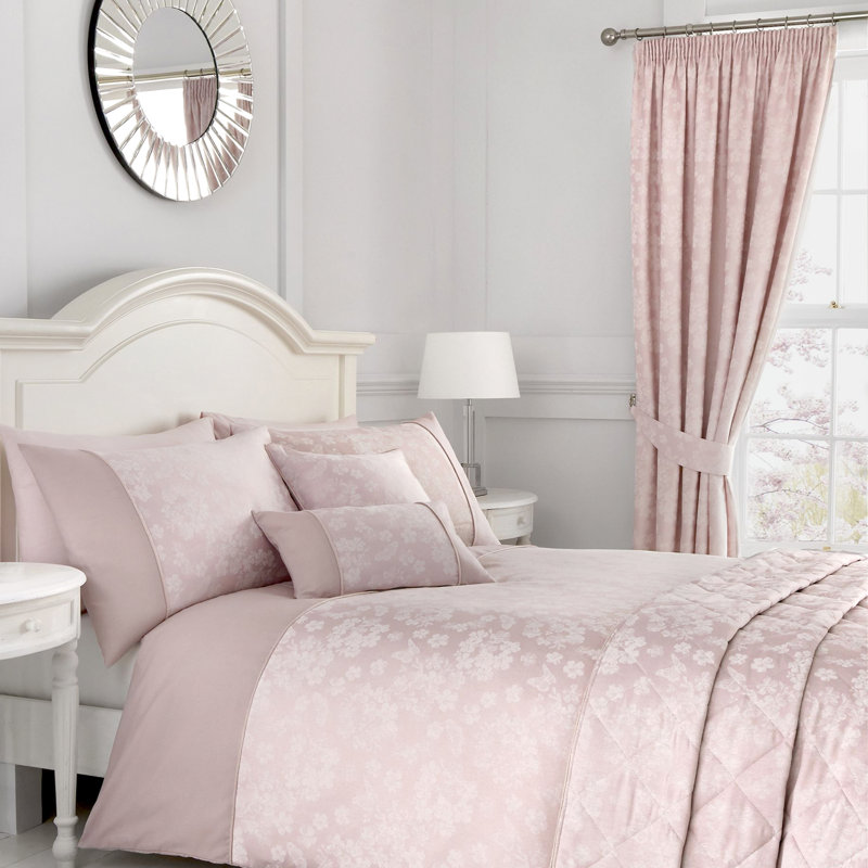 Avonia Cotton Blend Room Darkening Curtain Pair, Blush Pink, 168 W x 183 D cm