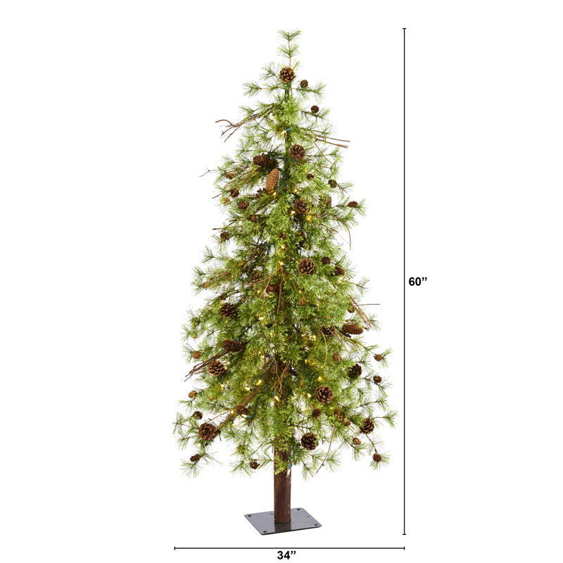 Lighted Artificial Pine Christmas Tree, 5' H