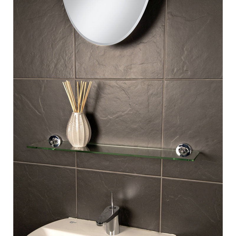 Worcester Wall Mounted Glass Shelf with Traditional Chrome Brackets 60cm