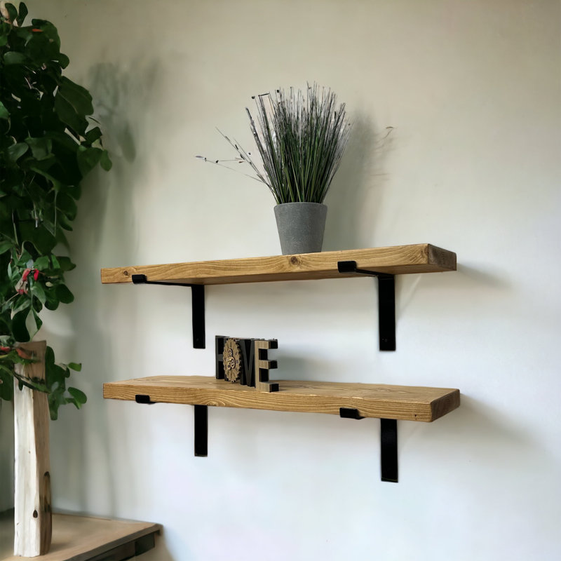 Casmira 2 Piece Solid Wood Bracket Shelf, 4cm H x 100cm W x 22cm D