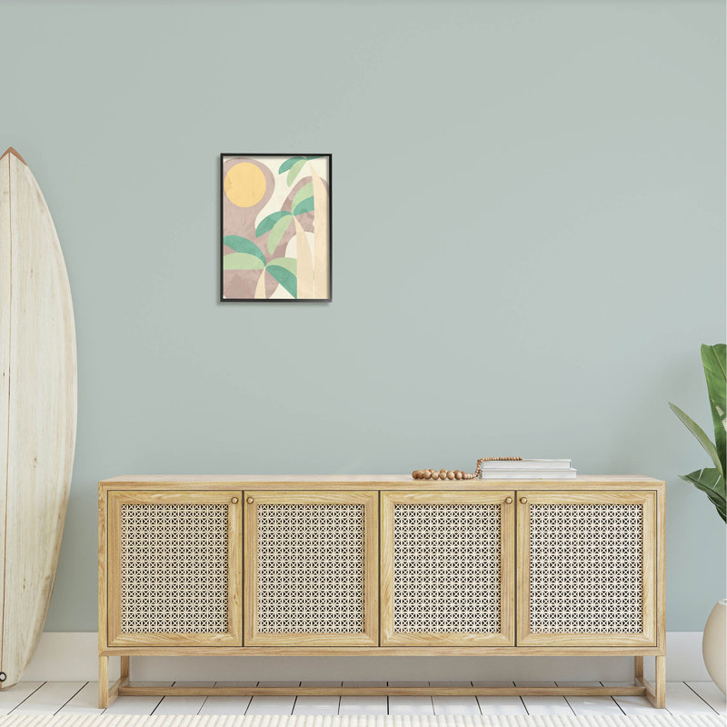 «Geometric Palm Tree Summer», estampe numérique par Lil 'Rue, Cadre noir, H 20 po x l 16 po x P 1,5 po