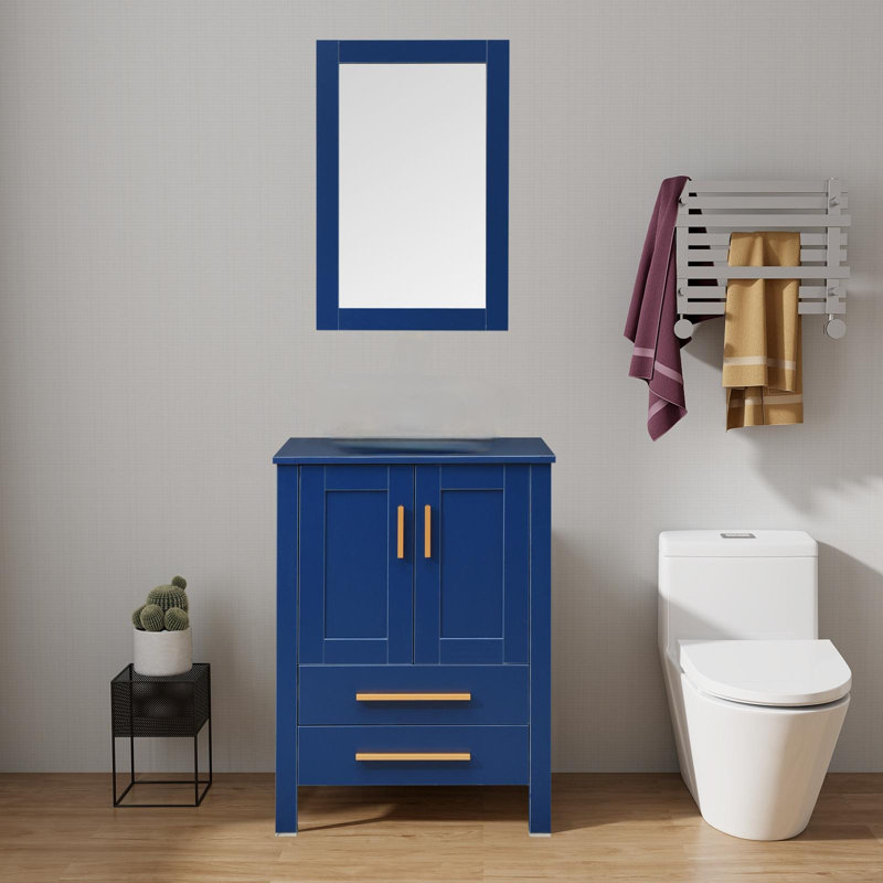 Ensemble de meuble-lavabo simple 24 po Allexus, Argent, Gris, Argent argent