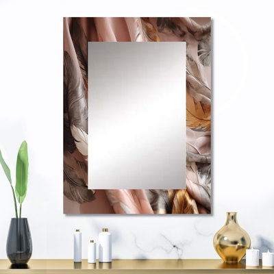Plumes glamour dorées de Boho Fantasy II - miroir mural plume glam