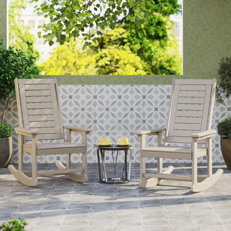 Chaise berçante d'extérieur Hdpe (ensemble de 2), Bois