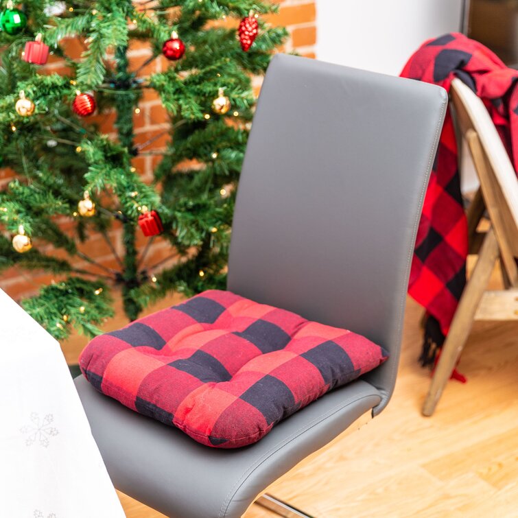 Buffalo Check 100% Cotton Tufted Chair Pad Cushion (Set of 4) The Holiday Aisle Size: 16 x 16