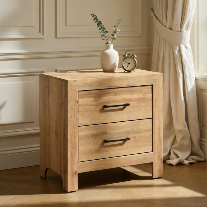 Table de chevet avec poignées noires 1 pièce