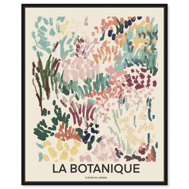 «Fleurs», affiche abstraite sur toile, plantes par Art Remedy, Cadre noir, H 21 po x l 17 po