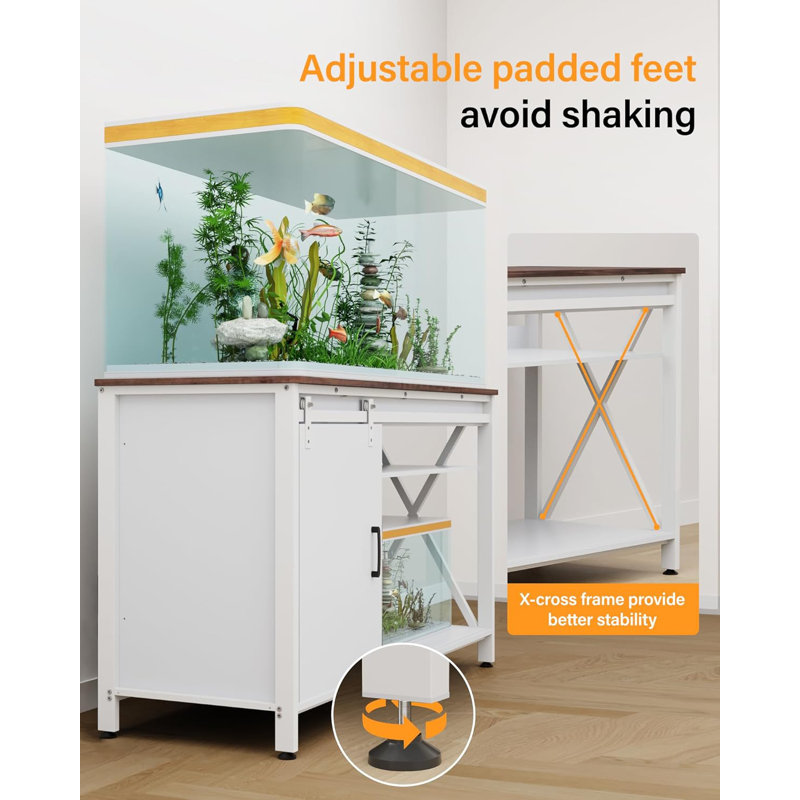 Support d'aquarium pour aquarium, table de support d'aquarium avec prise de courant pour aquarium, armoire à poissons en métal avec rangement