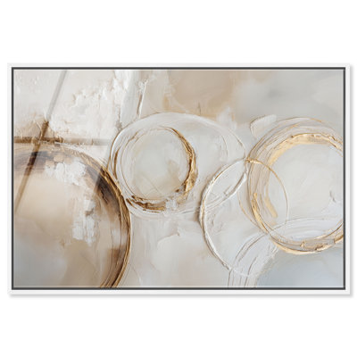 "Golden Circles", reproduction d'art acrylique encadrée par Art Remedy, cadre blanc, 15 x 10