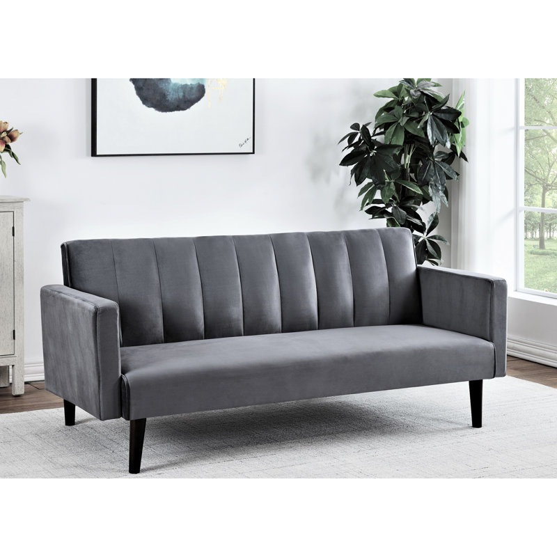 Divan-lit convertible de 72 po pour lit simple avec mousse haute densité, velours doux au toucher, peu encombrant pour les invités