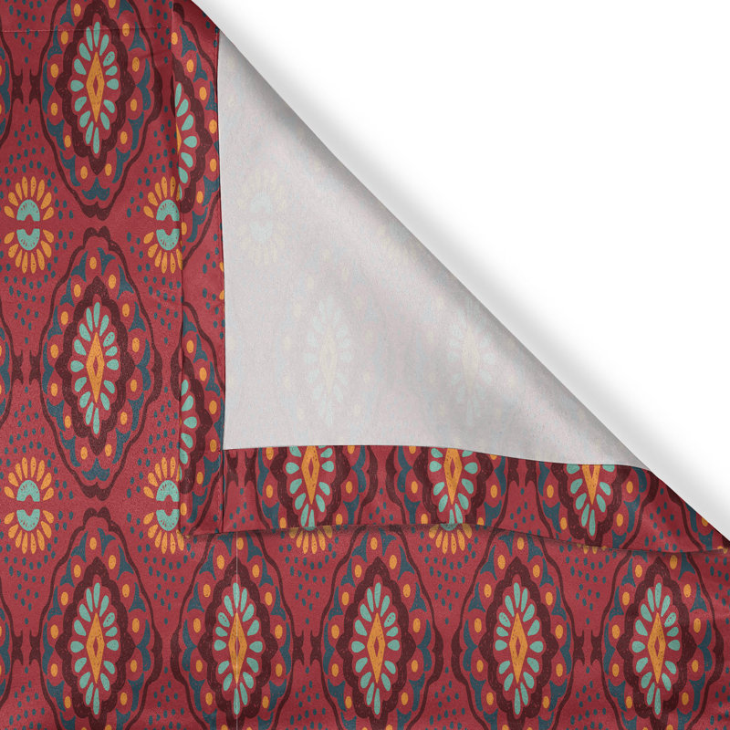 Rustic curtain, ikat geometric motif, multi -colored