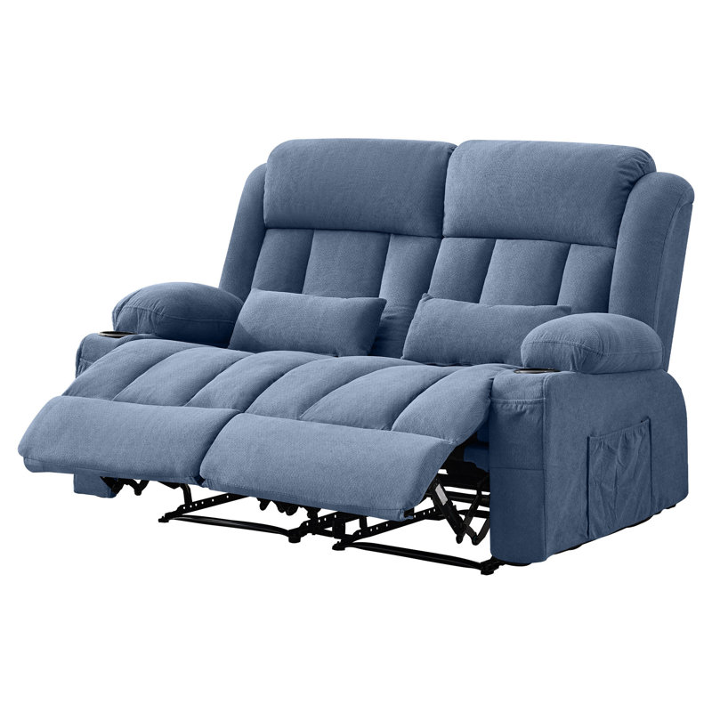Sofas with Storage, Metal Frame 60 Inch Modern Reclining Loveseat for Home, Blue