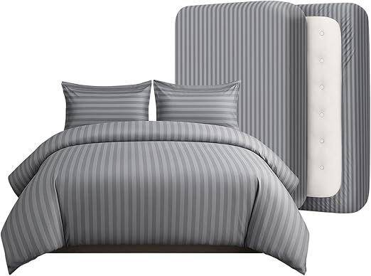 Microfiber Duvet Cover Set with Pillowcases Included, King Duvet Cover Set + 3 Additional Pieces, Silver
