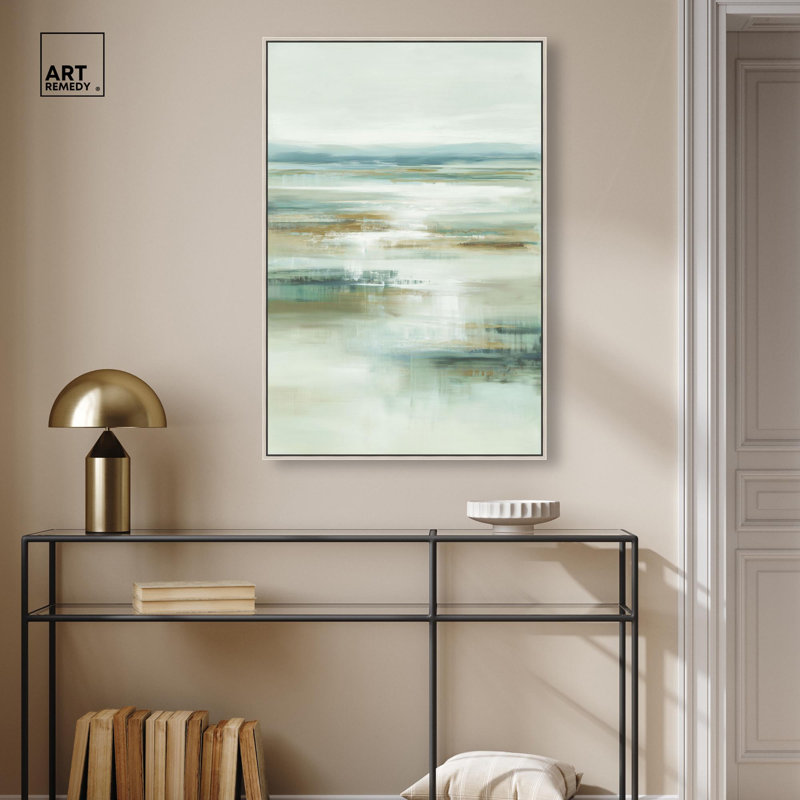 Décoration murale de salle de bain Coastal Mist par Art Remedy, cadre argenté, 24 x 36, H 37 po x l 25 po, Cadre argenté