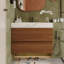 Meuble-lavabo de salle de bain avec comptoir en faux marbre et lavabo encastré en céramique-886039313