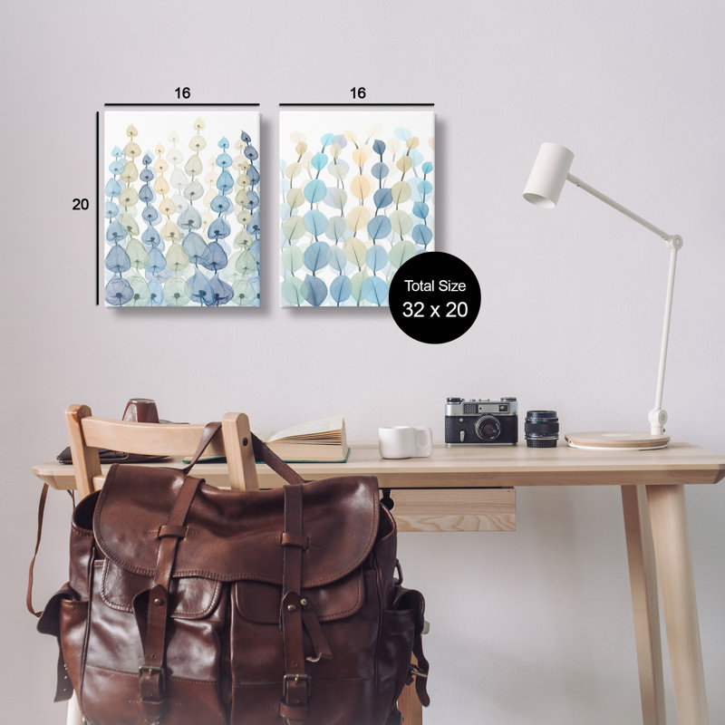 «Seaweeds and Ocean Plants Blue Green Pattern Designs» par Albert Koetsier, ensemble de 2 reproductions d'art graphique