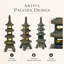 Statue de jardin pagode solaire 15,8 "h multicouche: résine décorative zen imperméable - décoration de jardin de patio (bronze)-1296667200