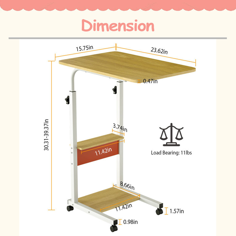 Table d'appoint en C Table d'appoint pour ordinateur portable Petite table d'appoint mince pour canapé-lit Canapé pour petits espaces Salon Chambre à coucher